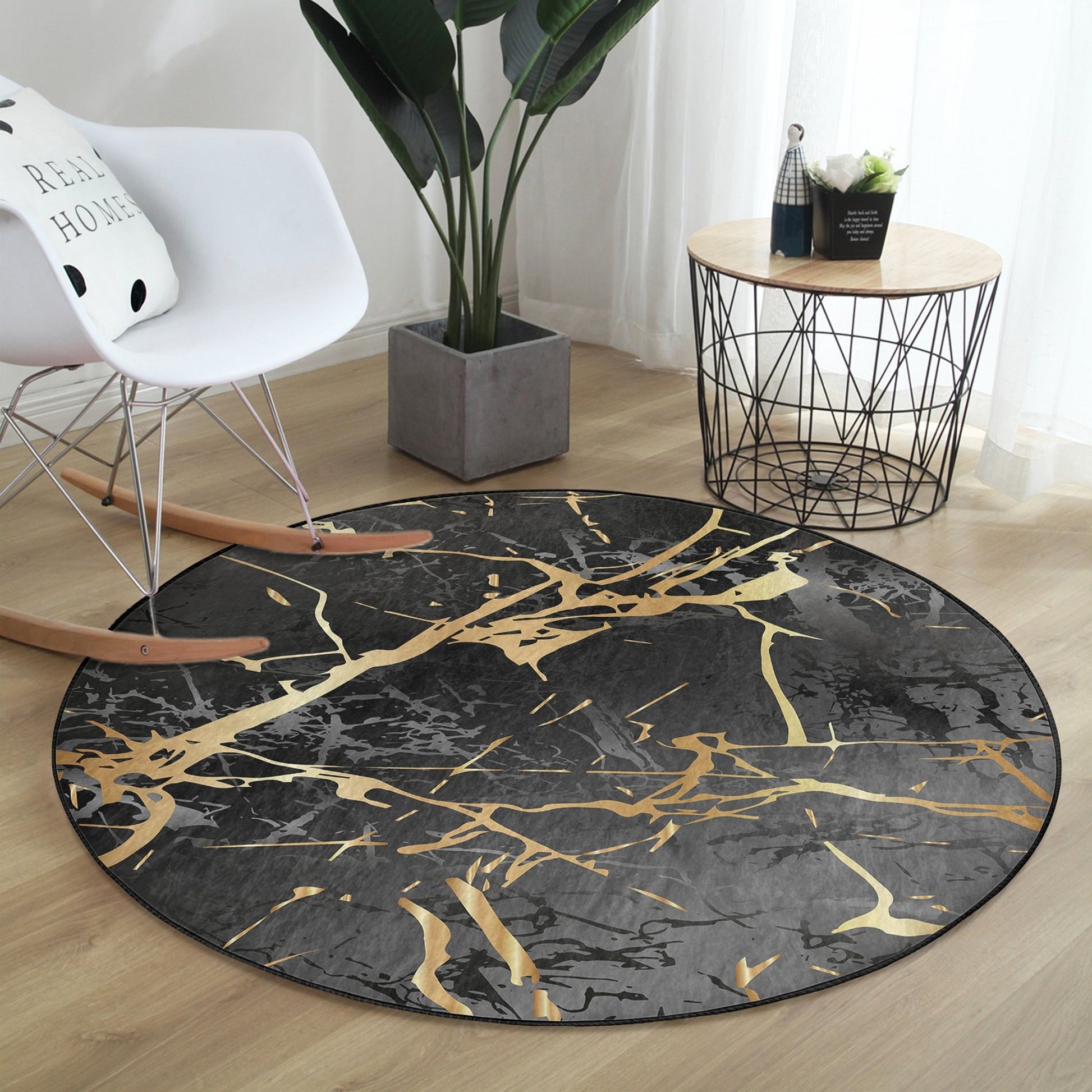 Round Patterned Floor Rug - Luxurious Accent