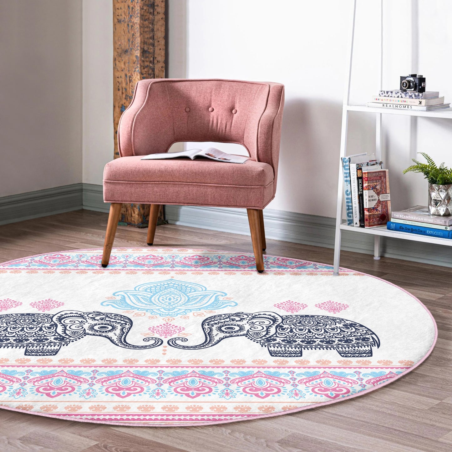 Round Patterned Floor Rug - Peaceful Accent