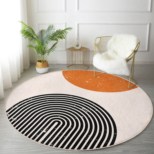 Abstract One-Draw Decorative Washable Round Rug - Main View