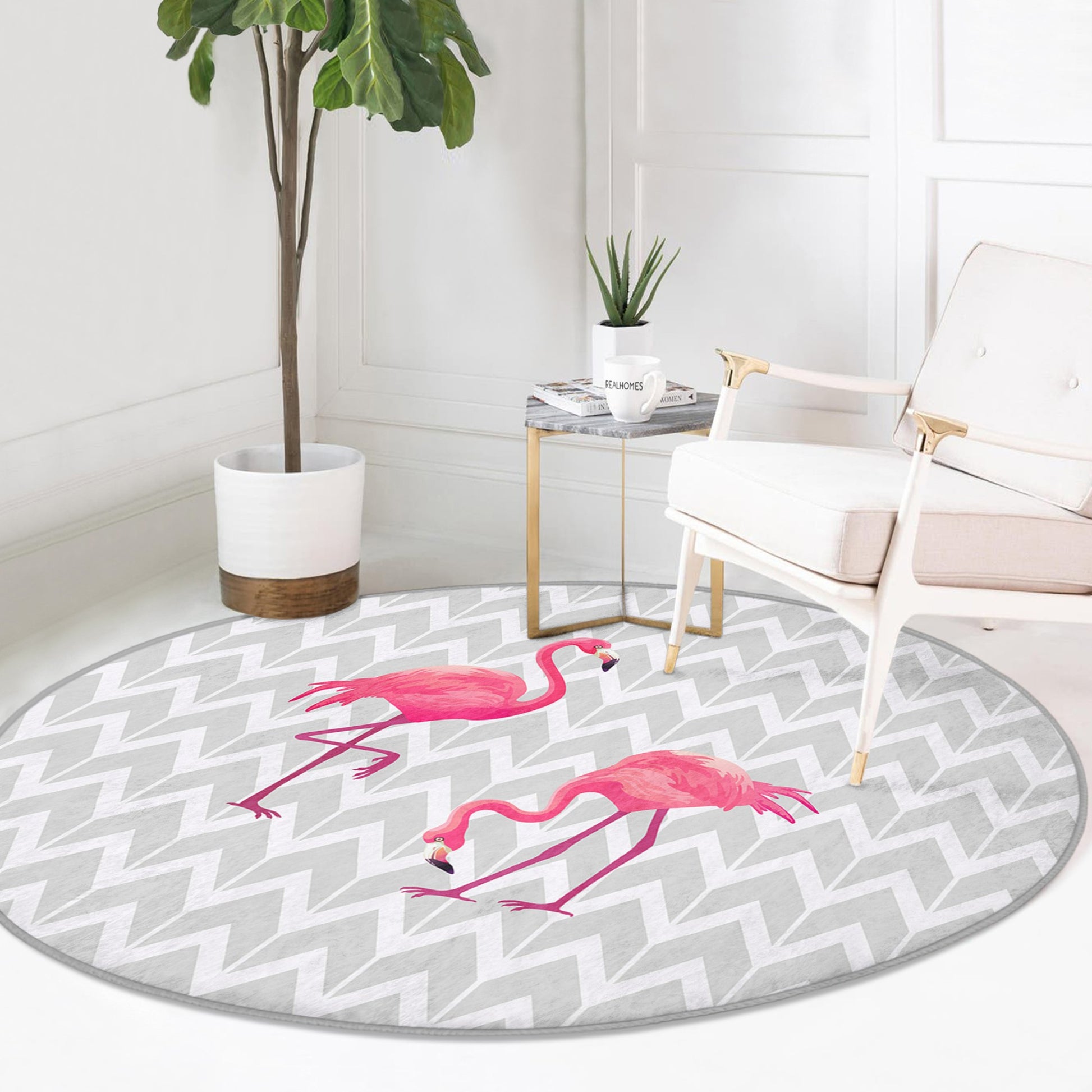 Round Patterned Floor Rug - Contemporary Accent