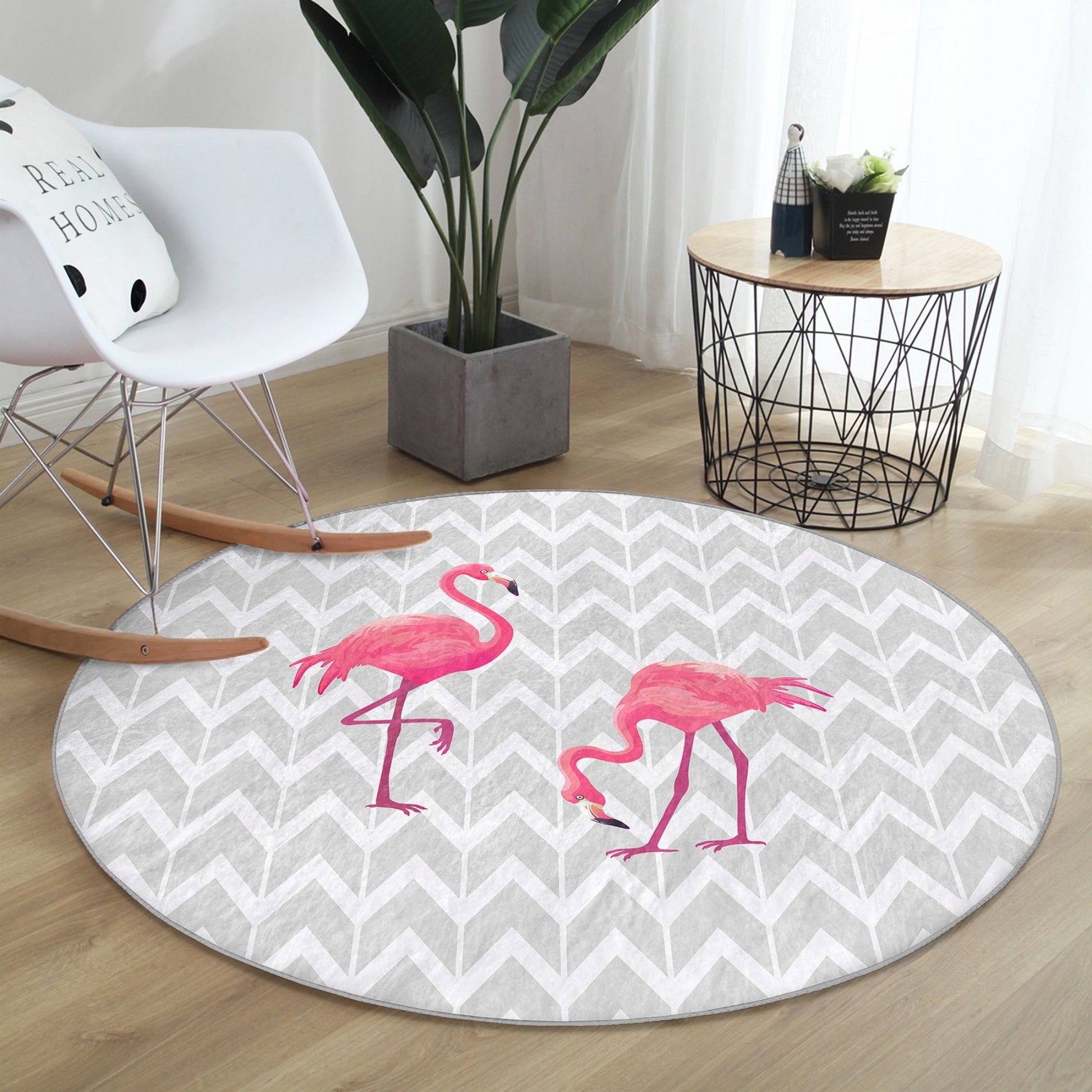 Washable Rug with Flamingo Pattern - Easy Maintenance