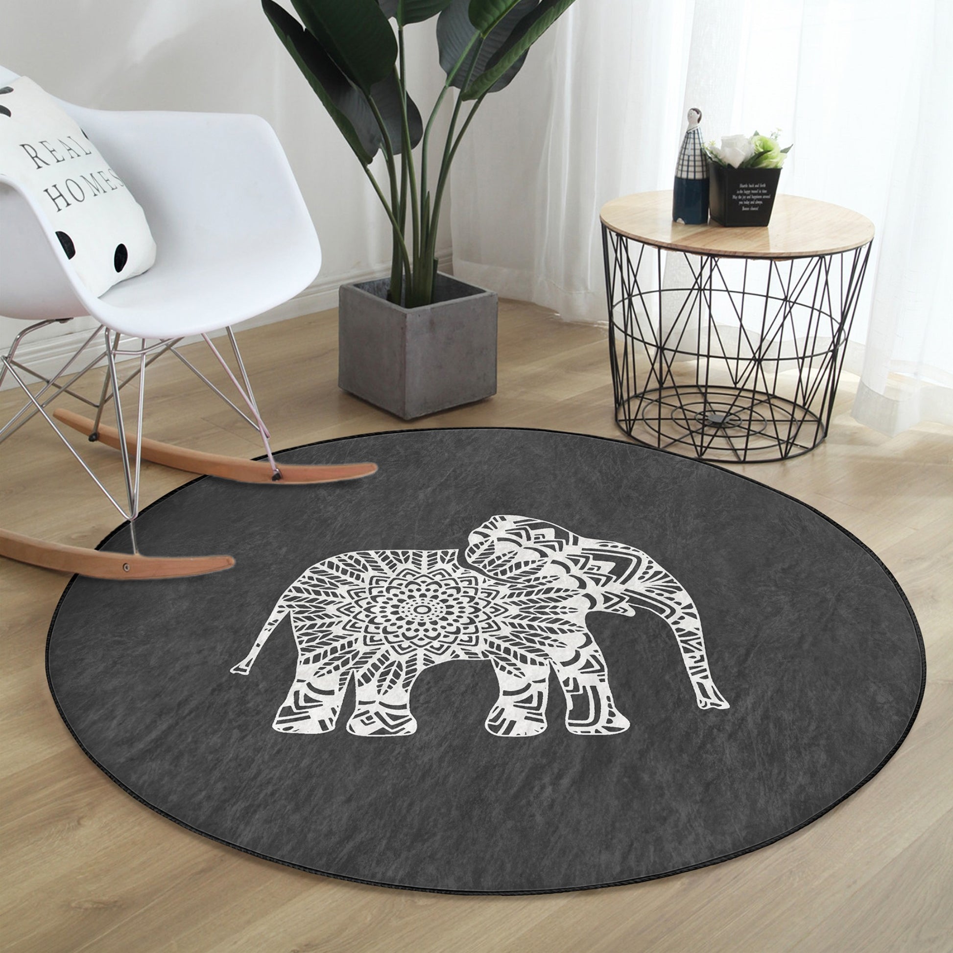 Round Patterned Floor Rug - Stylish Home Accent