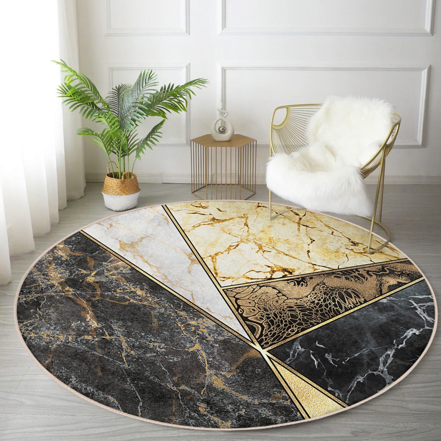 Elegant Marble Design Luxury Living Room Rug