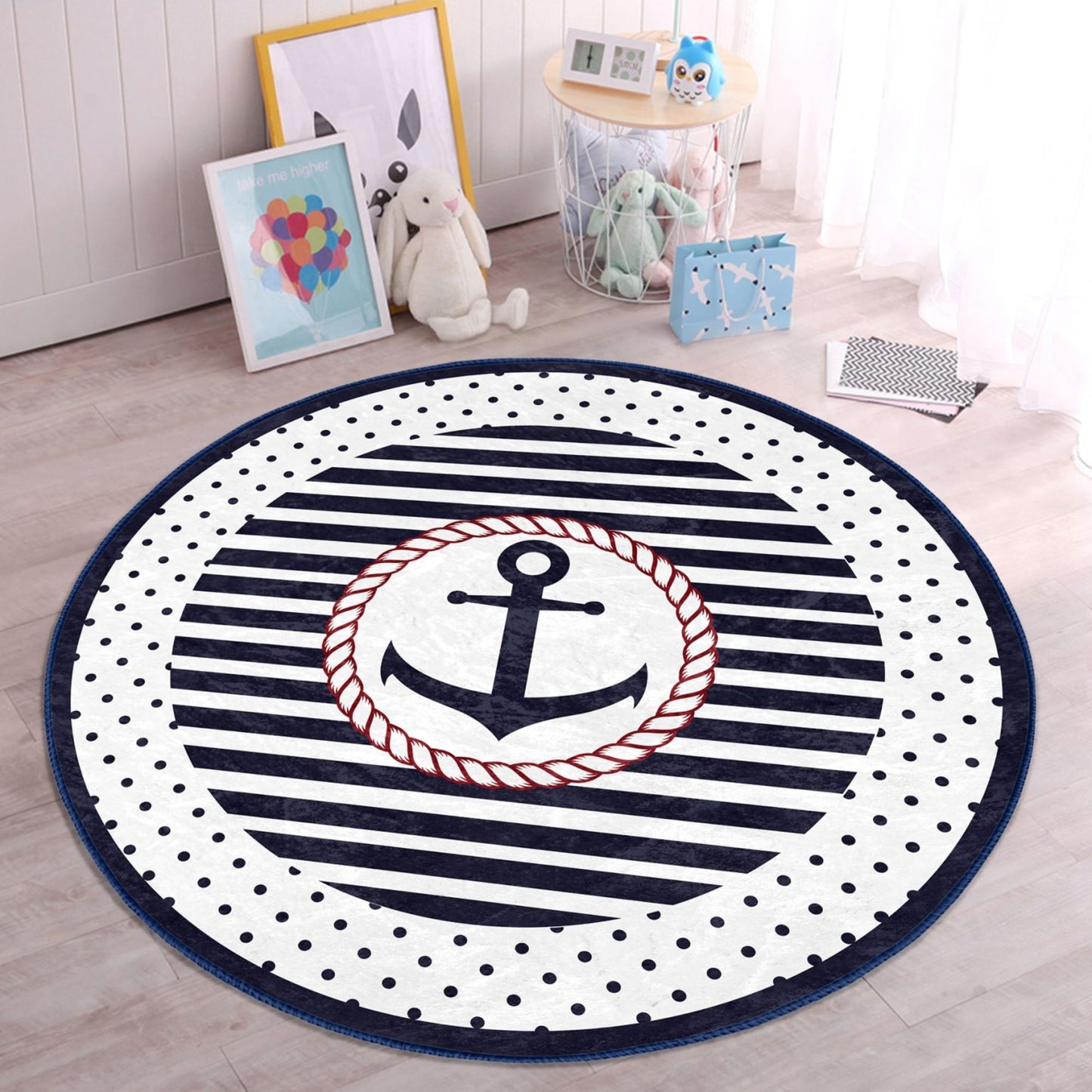 Rug with Whimsical Anchor Illustrations