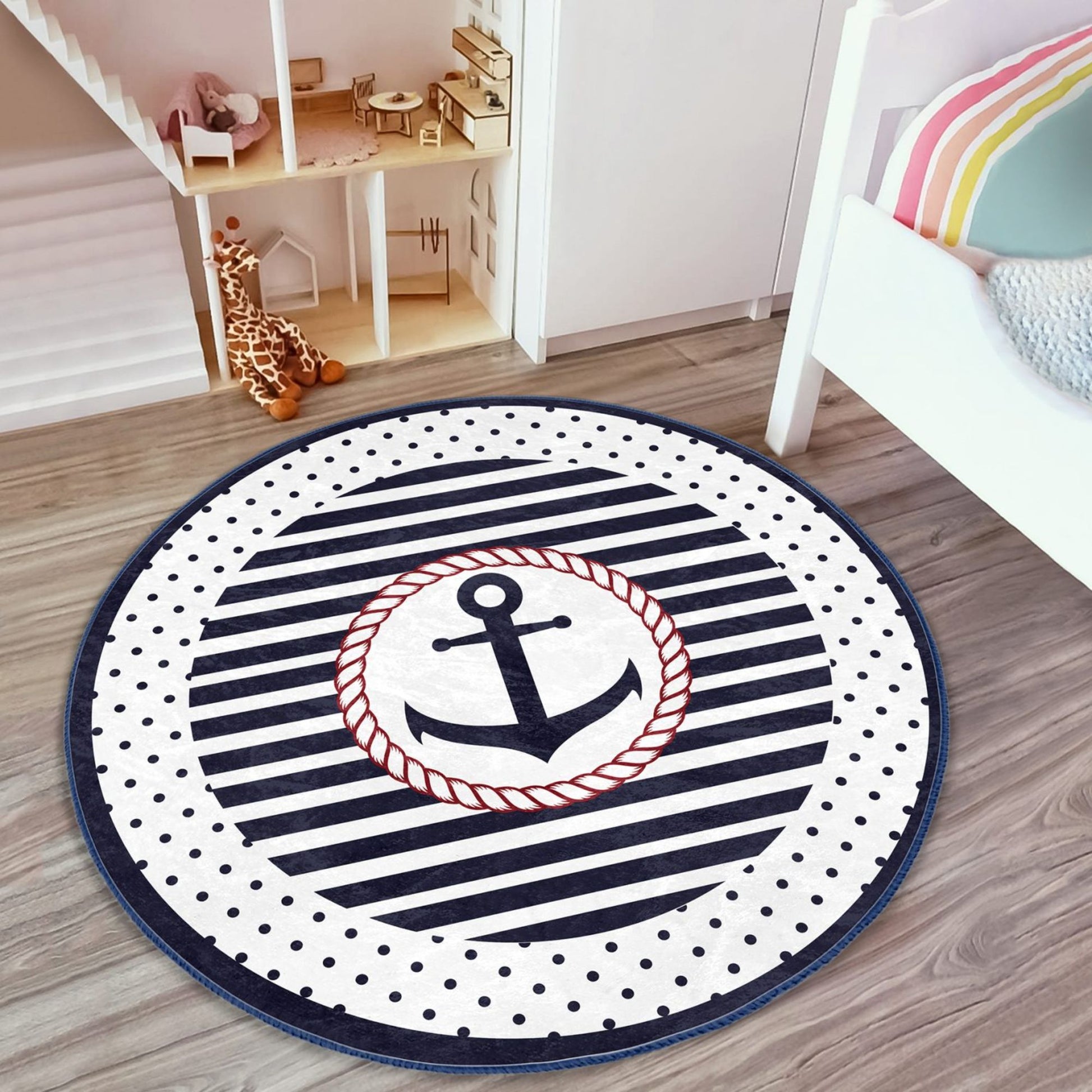 Rug with Nautical Theme for Kids Play Area
