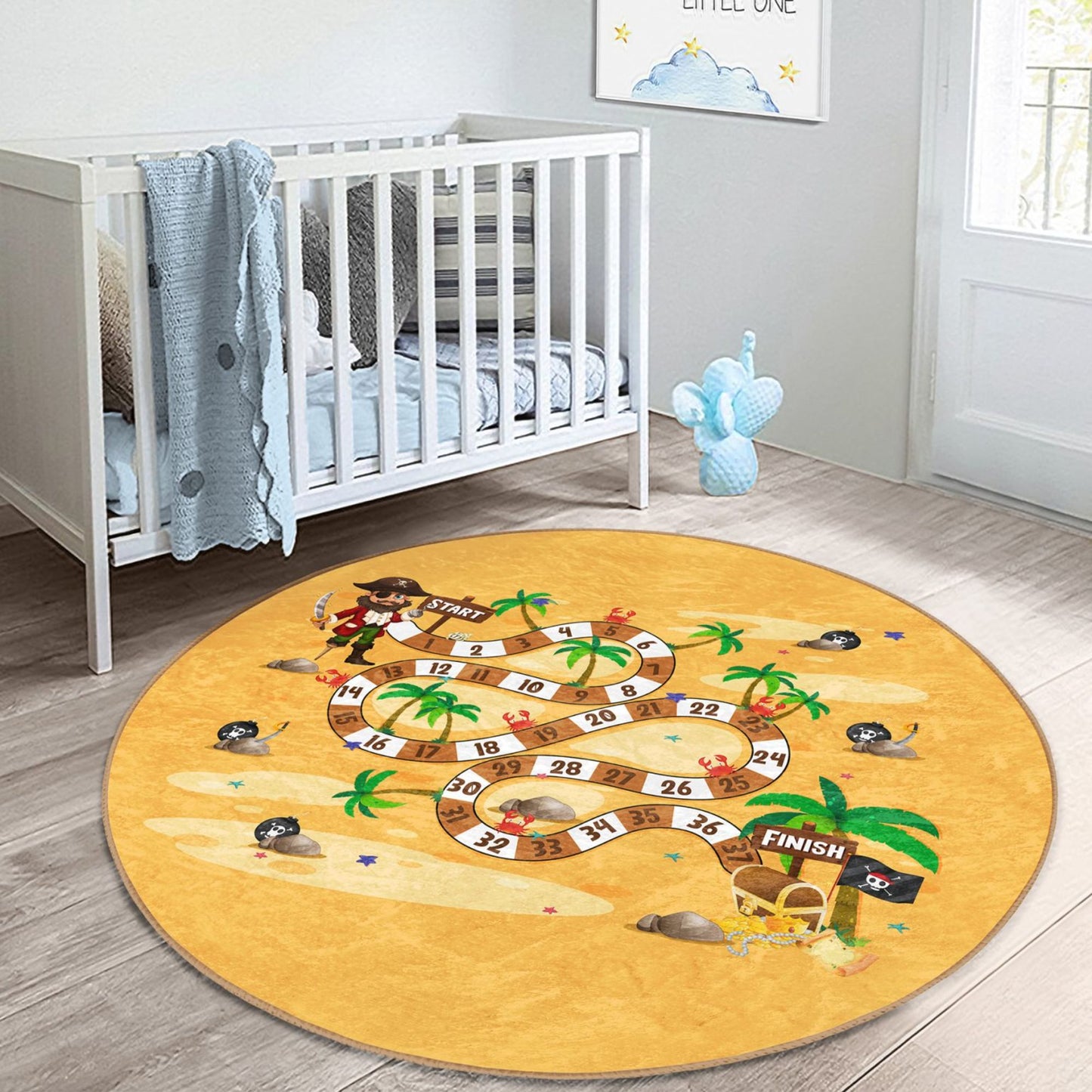 Rug with Pirate Adventure Theme for Kids Play Area