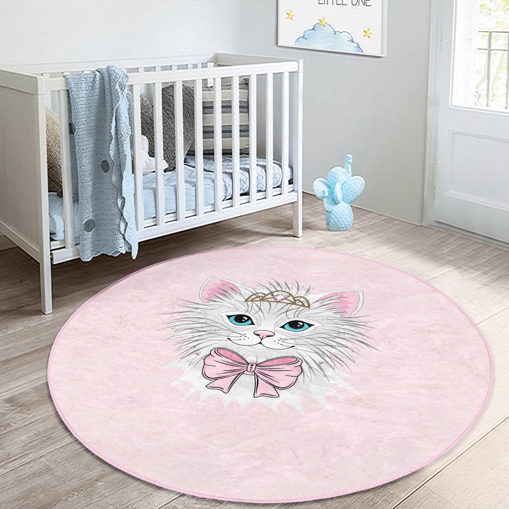 Rug with Playful Cat Illustrations