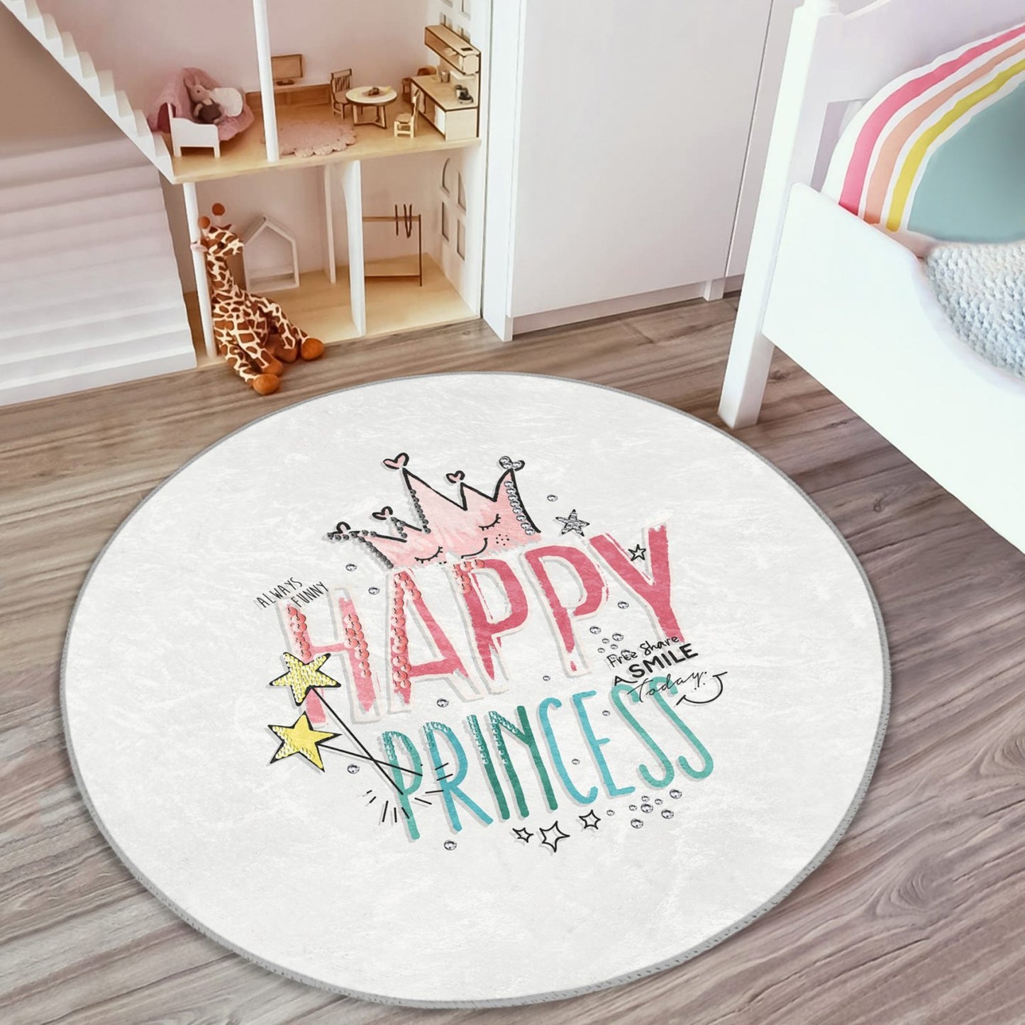 Homeezone's Happy Princess Printed Girls' Room Washable Rug
