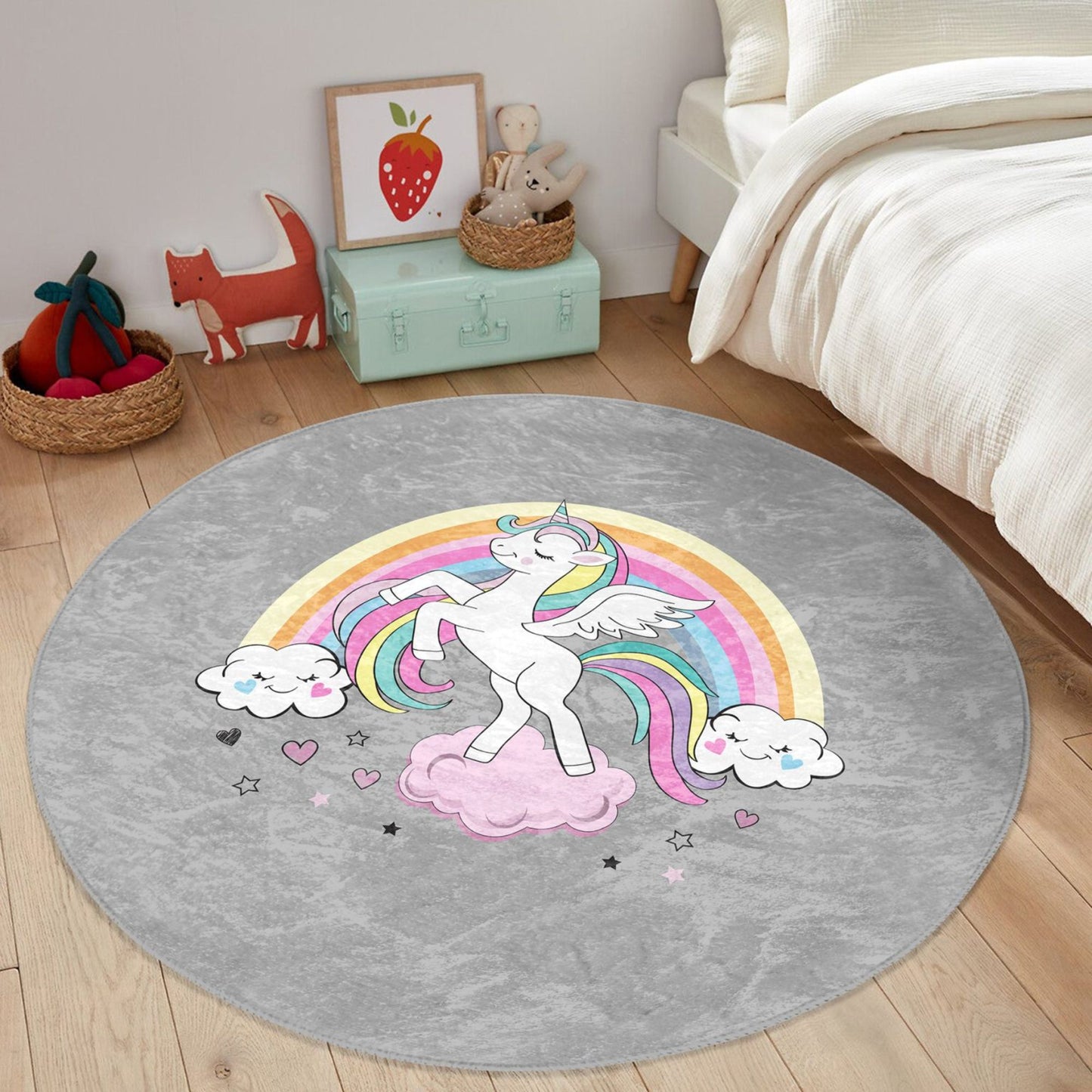 Unicorn and Rainbow Kids Room Rug