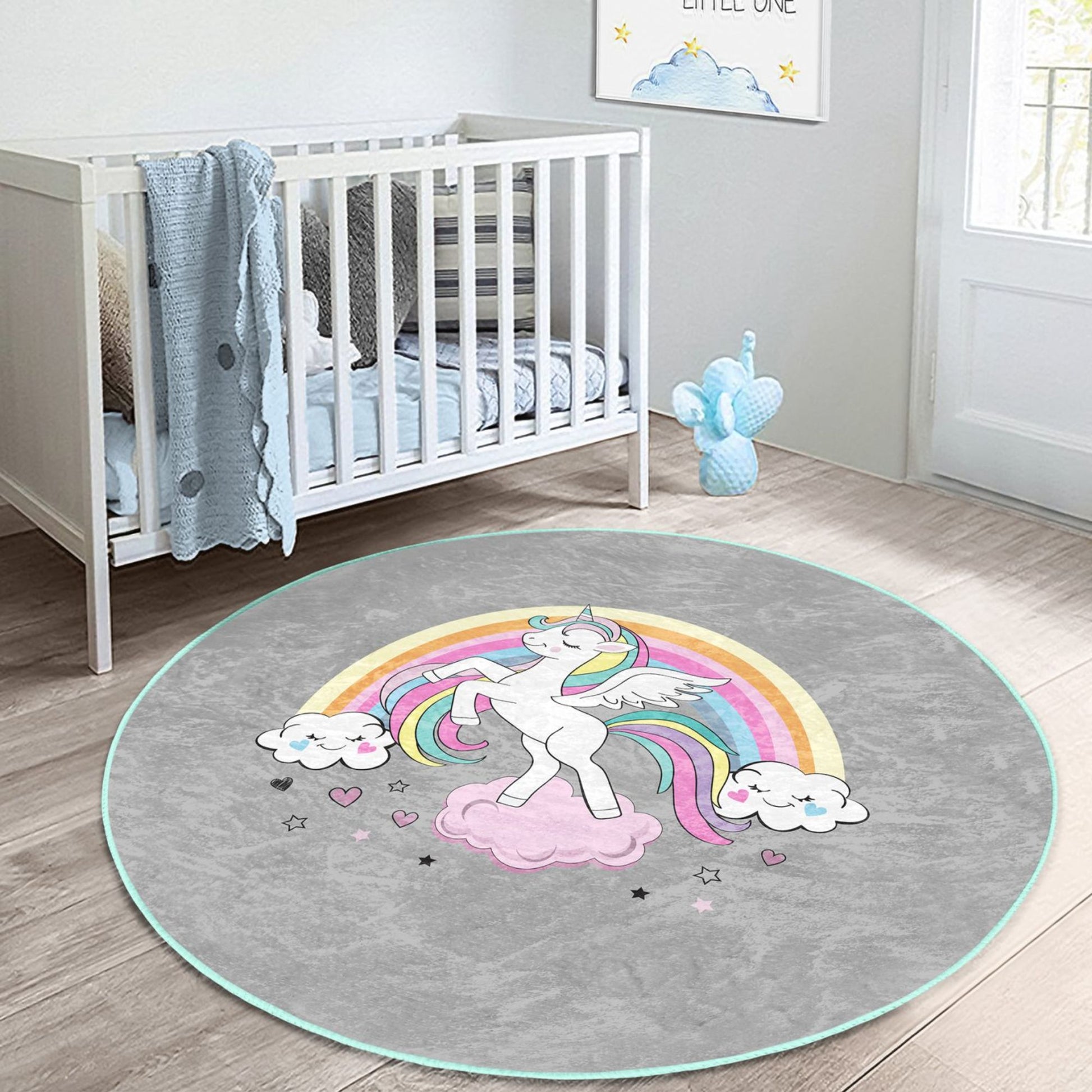 Homeezone's Beautiful Unicorn with Rainbows Kids Room Rug