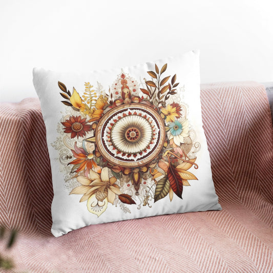 Boho Home Decor Mandala Pattern Throw Pillow, Meditation Pillow by Homeezone