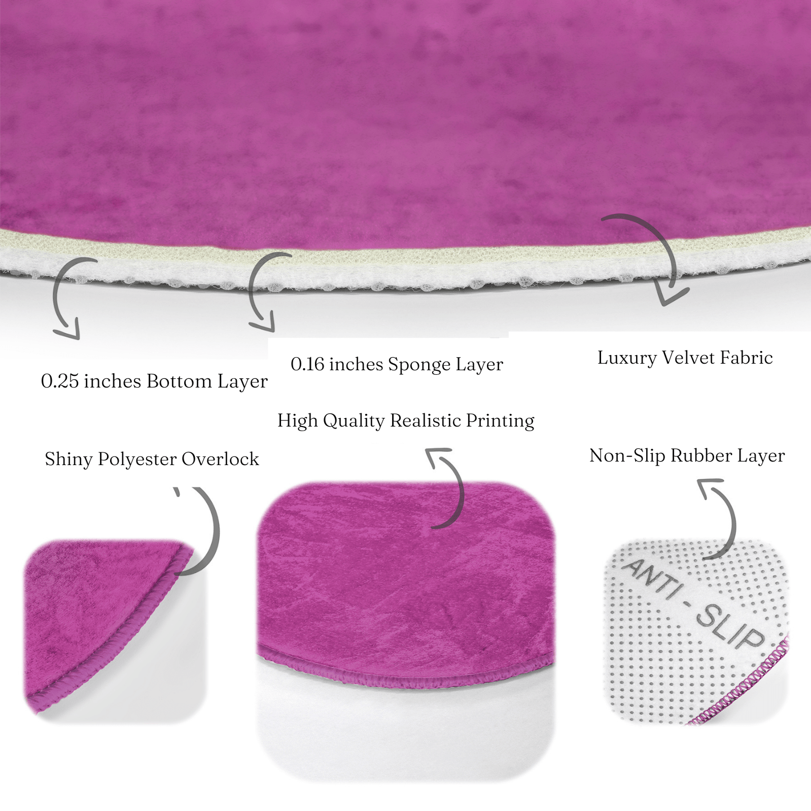 Trendy Purple Washable Circle Rug Design
