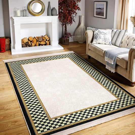 Checkered Pattern Washable Rug