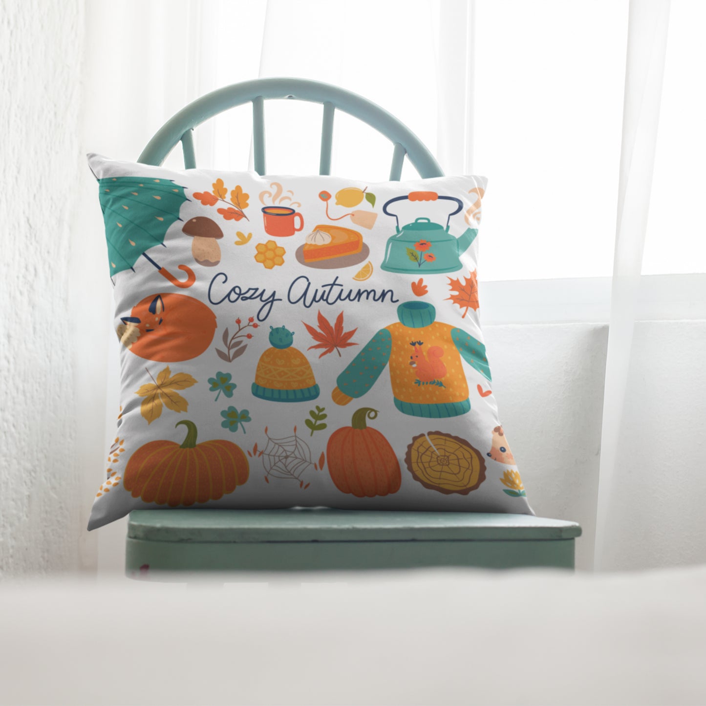 Cozy Autumn Kids Room Pillow Case, Kids Room Fall Decor Cushion Cover by Homeezone