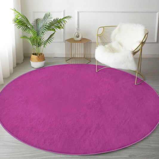 Purple Washable Circle Rug for Home Decor