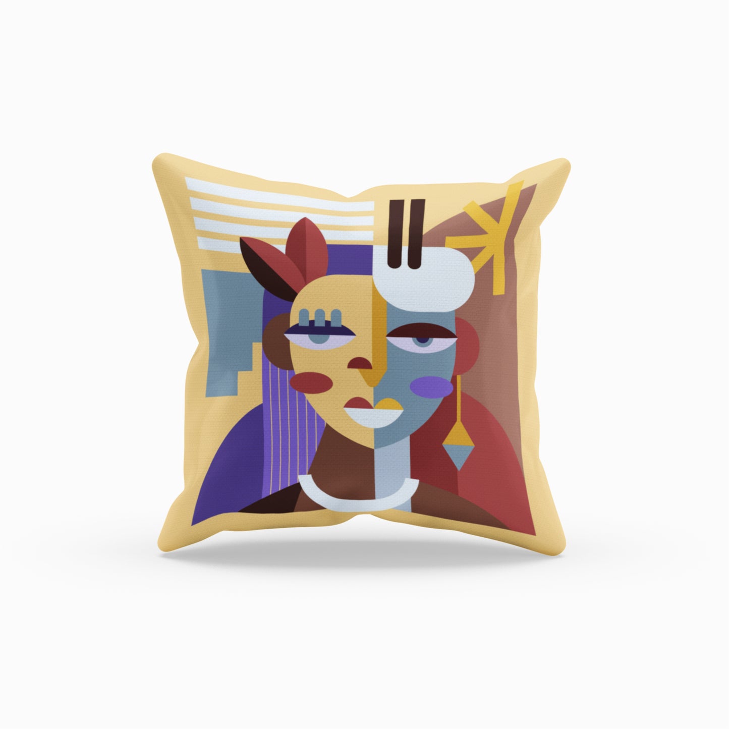 Abstract Face Throw Pillow, Boho Home Decor Cushion Cover by Homeezone