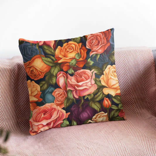 Beautiful Rose Pattern Cushion Cover, Living Room Decor Floral Pillow Cover by Homeezone