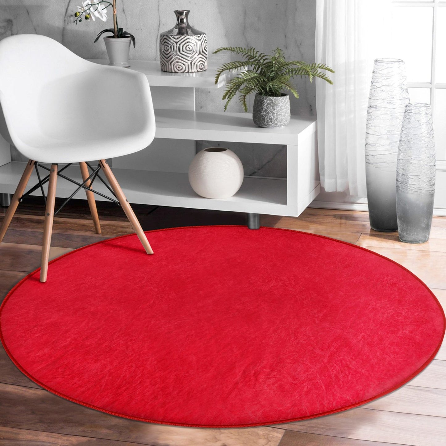 Contemporary Red Pattern Washable Rug