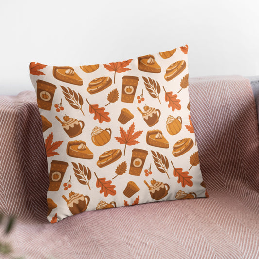 Pumpkin Latte Pattern Home Decor Throw Pillow by Homeezone