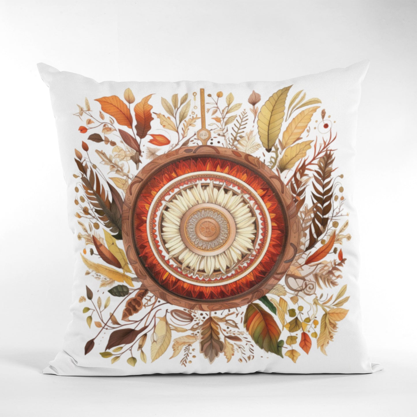 Native Symbol Mandala Throw Pillow, Native Style Home Decor Cushion Cover by Homeezone