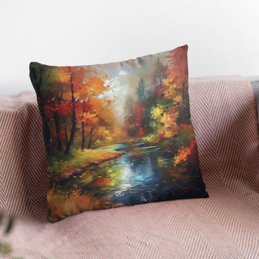 Fall Nature View Pattern Throw Pillow by Homeezone