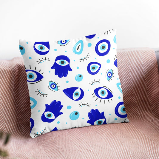 Blue Evil Eyes Pattern Throw Pillow, Home Decor Cushion Cover by Homeezone