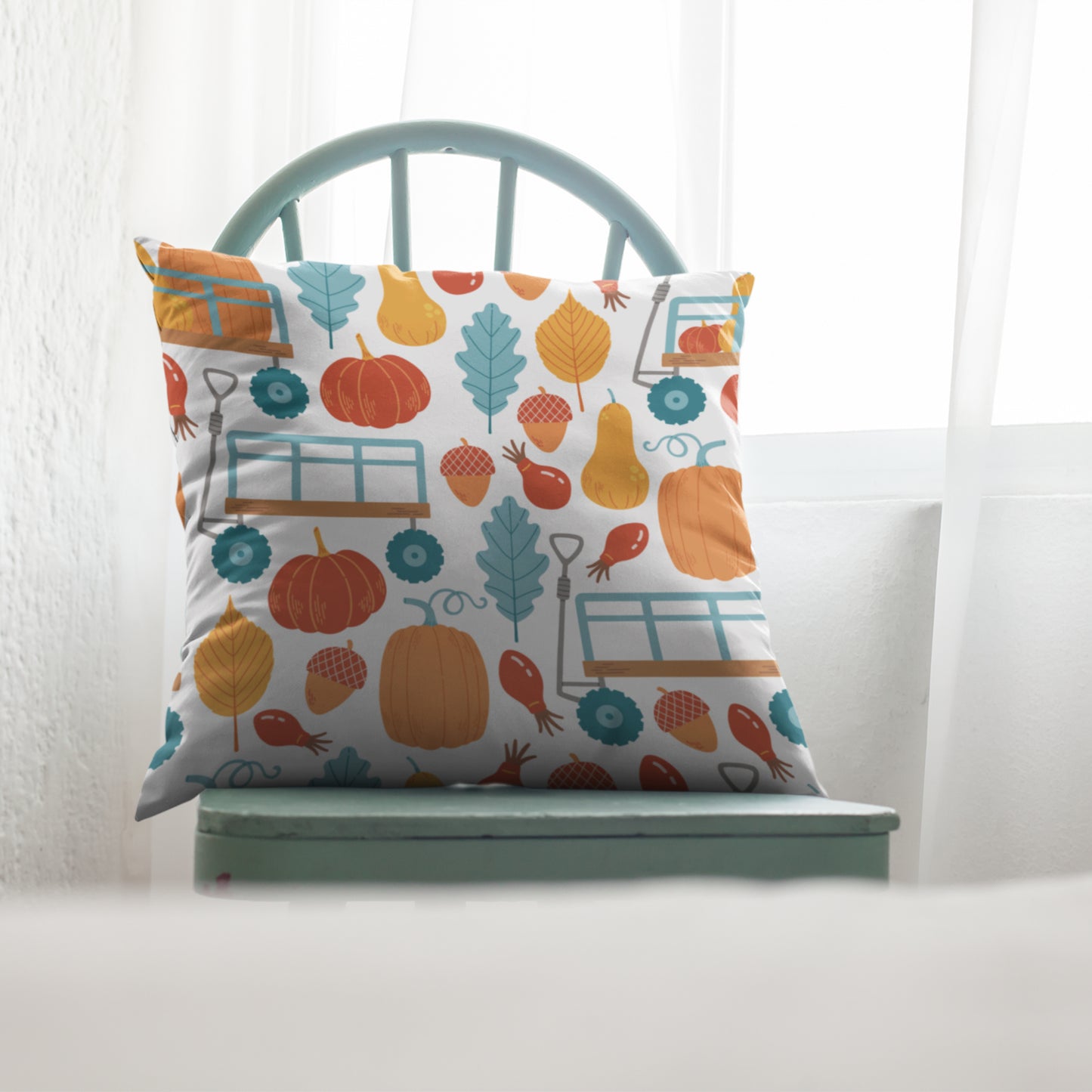Pumpkin Pattern Cushion Cover, Fall Season Home Decor Pillow Case by Homeezone