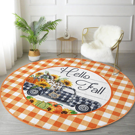 Round Hello Fall Accent Rug