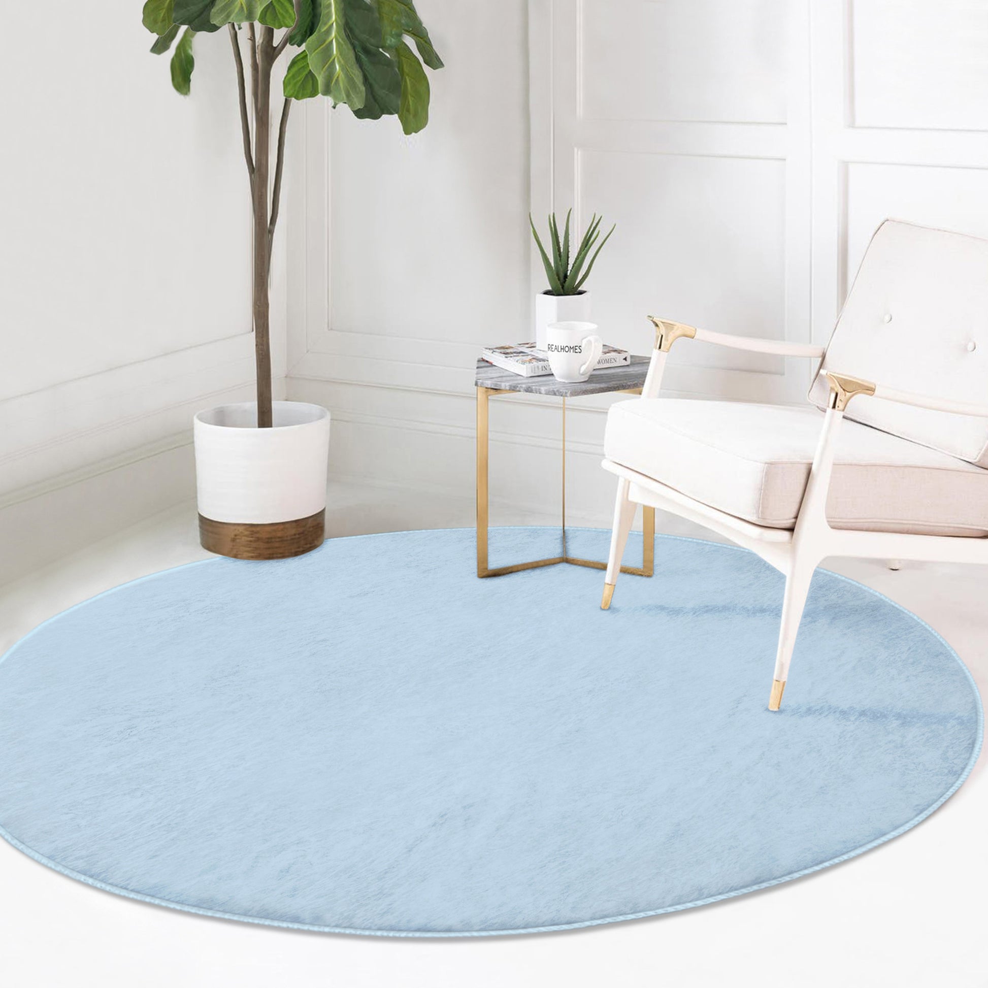Contemporary Blue Pattern Washable Rug