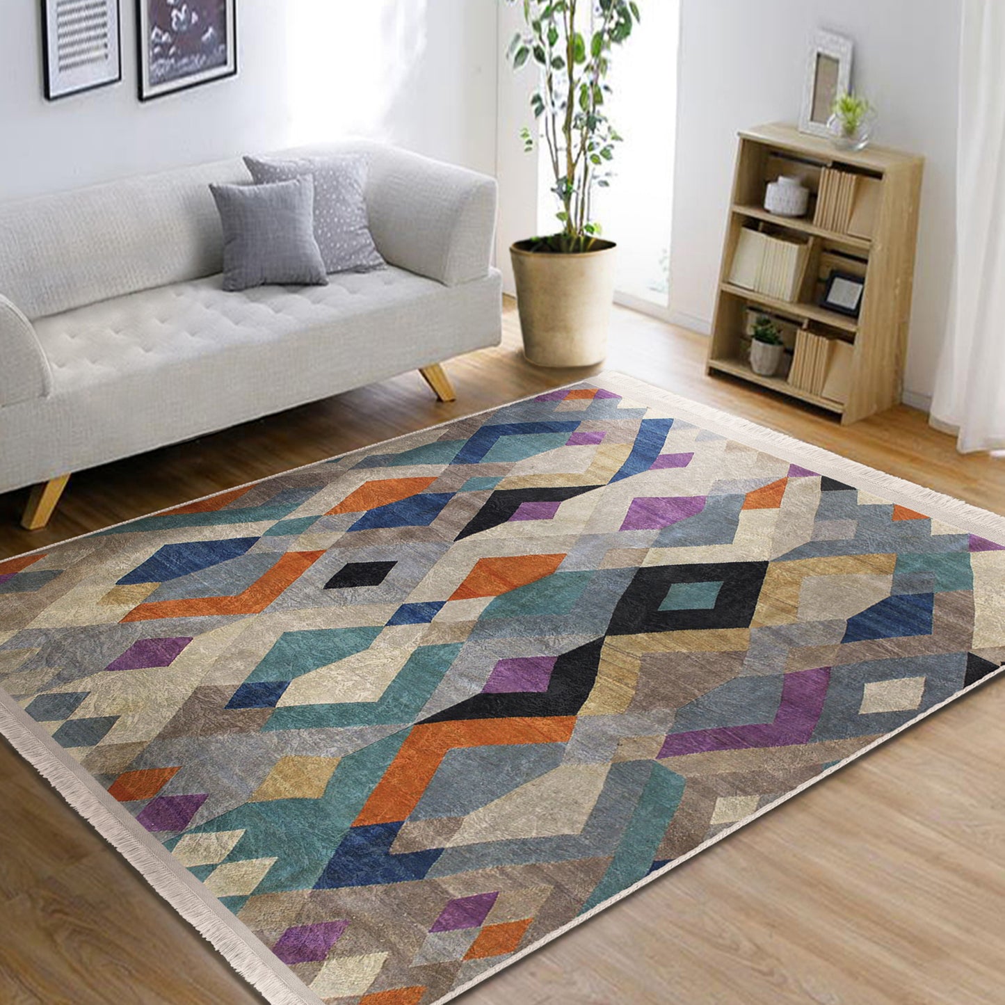 Vibrant Bohemian rug: Elevate your decor. Homeezone's chic style