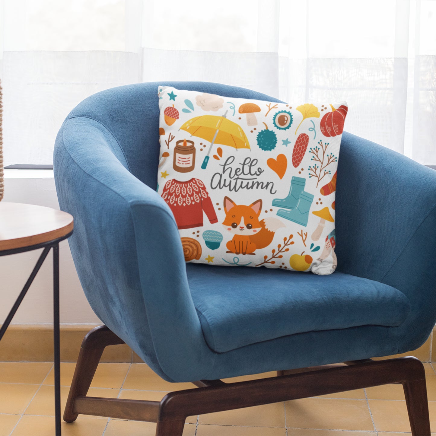 Hello Autumn Kids Room Pillow Case, Fall Season Decor Cushion Cover by Homeezone