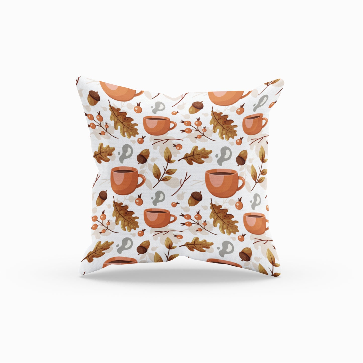 Cozy Fall Coffee Pattern Throw Pillow, Autumn Home Decor Pillow Case by Homeezone
