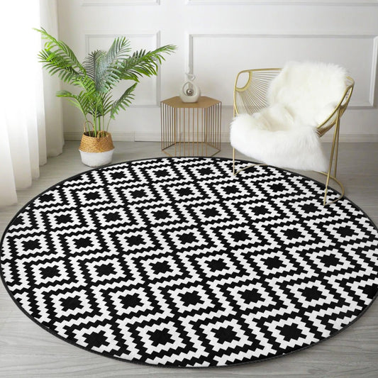 Modern Living Room Washable Round Rug by Homeezone